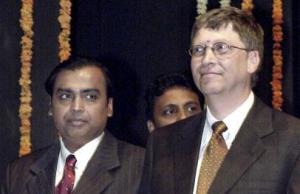 Microsoft chairman Bill Gates (R) and Mu